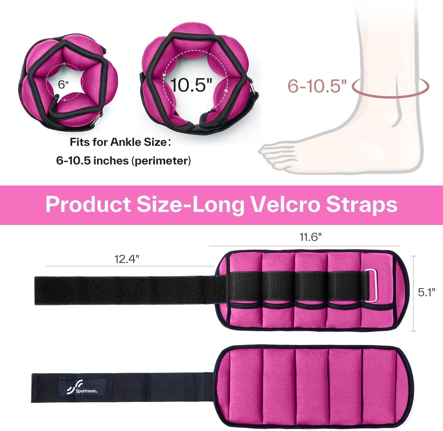 Adjustable Ankle and Wrist Weights for Women Pair of 4Lb/13Lb | Soft Neoprene Ankle and Wrist Weights for Walking, Running, Yoga, Workouts, Fitness, and Physical Therapy