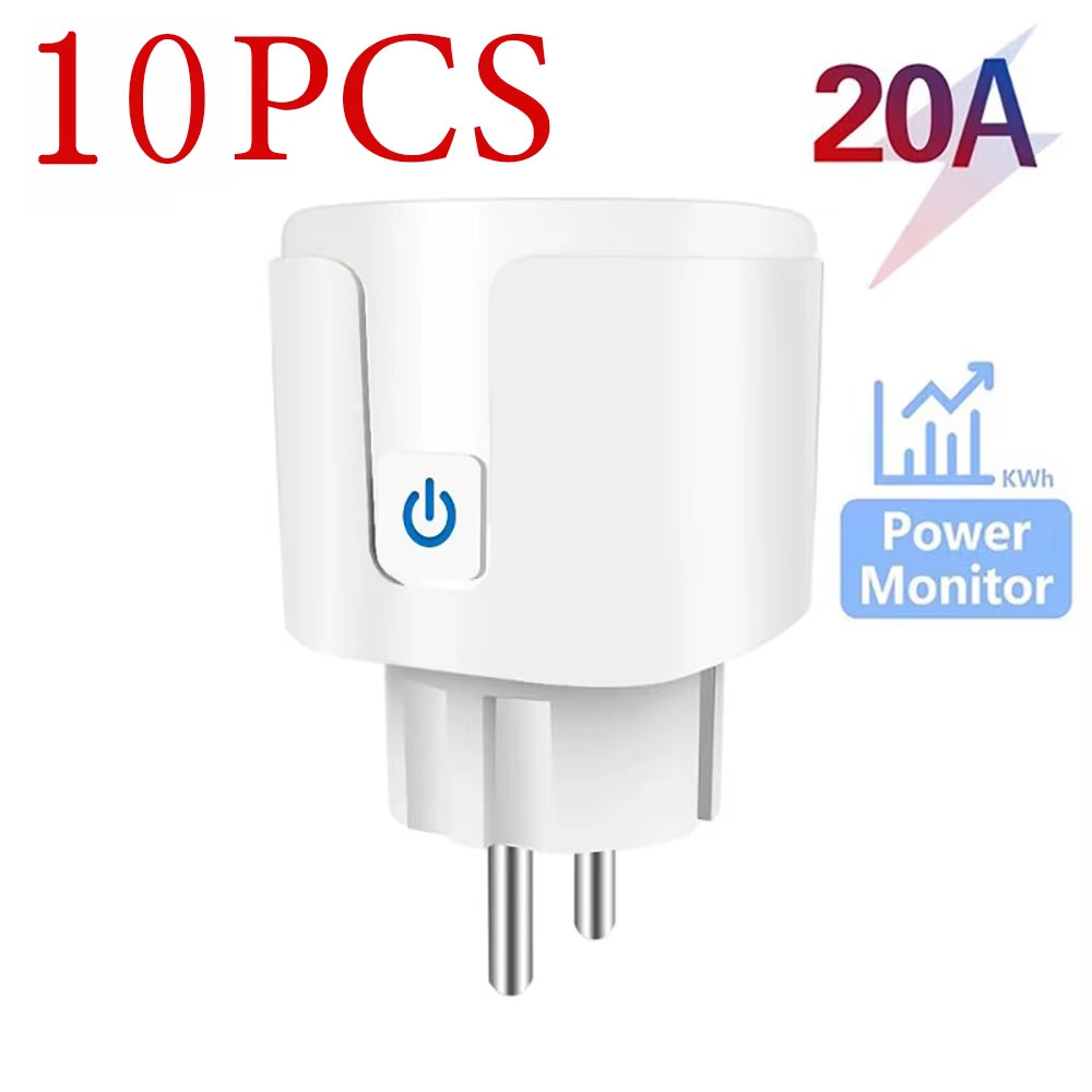 Tuya Wifi Smart Plug 16A/20A EU Smart Socket with Power Monitor Timing Smart Life Support Alexa Google Home