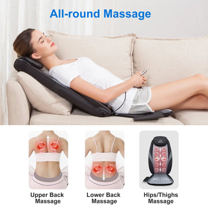 Back Massager with Heat, Deep Kneading Seat Cushion Massager for Office Chair