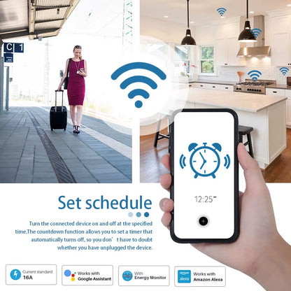 Tuya Wifi Smart Plug 16A/20A EU Smart Socket with Power Monitor Timing Smart Life Support Alexa Google Home