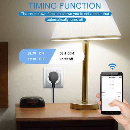 Tuya Wifi Smart Plug 16A/20A EU Smart Socket with Power Monitor Timing Smart Life Support Alexa Google Home