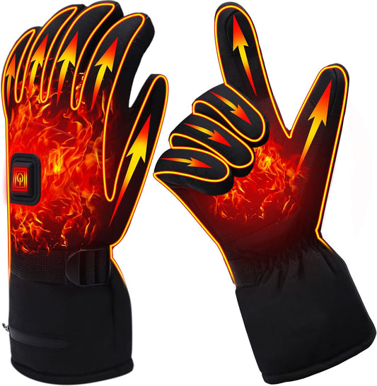 Electric Rechargeable Battery Thermal Gloves for Men Women, 7.4V Touchscreen Waterproof Windproof Heated Gloves for Hiking Skiing, Outdoor Indoor Portable Battery Hand Warmer