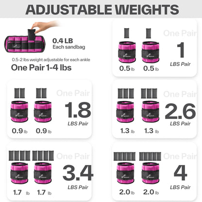 Adjustable Ankle and Wrist Weights for Women Pair of 4Lb/13Lb | Soft Neoprene Ankle and Wrist Weights for Walking, Running, Yoga, Workouts, Fitness, and Physical Therapy