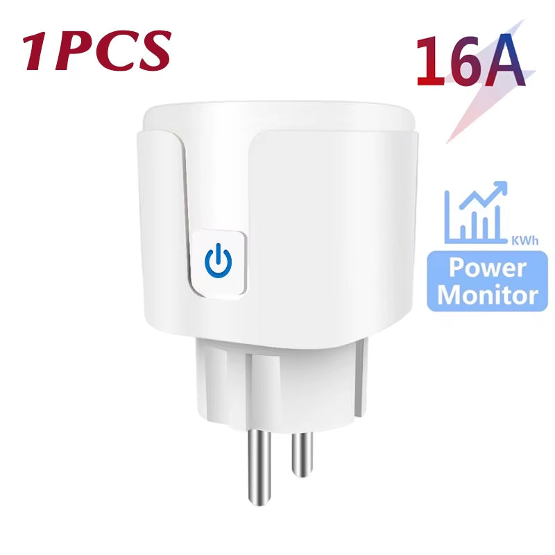 Tuya Wifi Smart Plug 16A/20A EU Smart Socket with Power Monitor Timing Smart Life Support Alexa Google Home