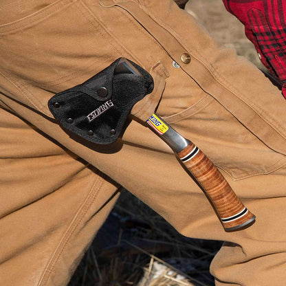 Sportsman'S Axe, 12" Leather Grip Hatchet, E14A | Made in USA, Compact & Versatile, Genuine Leather Grip, Forged in One Piece, Heavy Duty Sheath