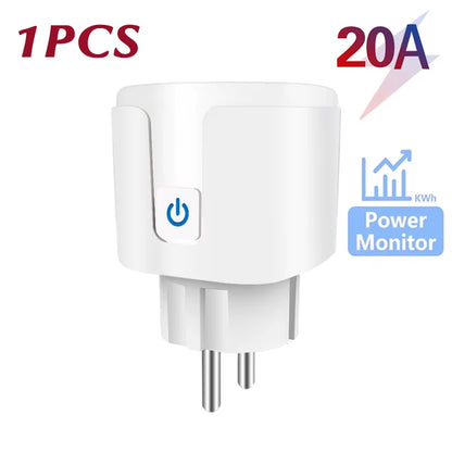 Tuya Wifi Smart Plug 16A/20A EU Smart Socket with Power Monitor Timing Smart Life Support Alexa Google Home