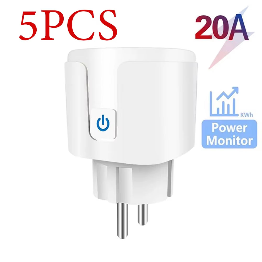 Tuya Wifi Smart Plug 16A/20A EU Smart Socket with Power Monitor Timing Smart Life Support Alexa Google Home